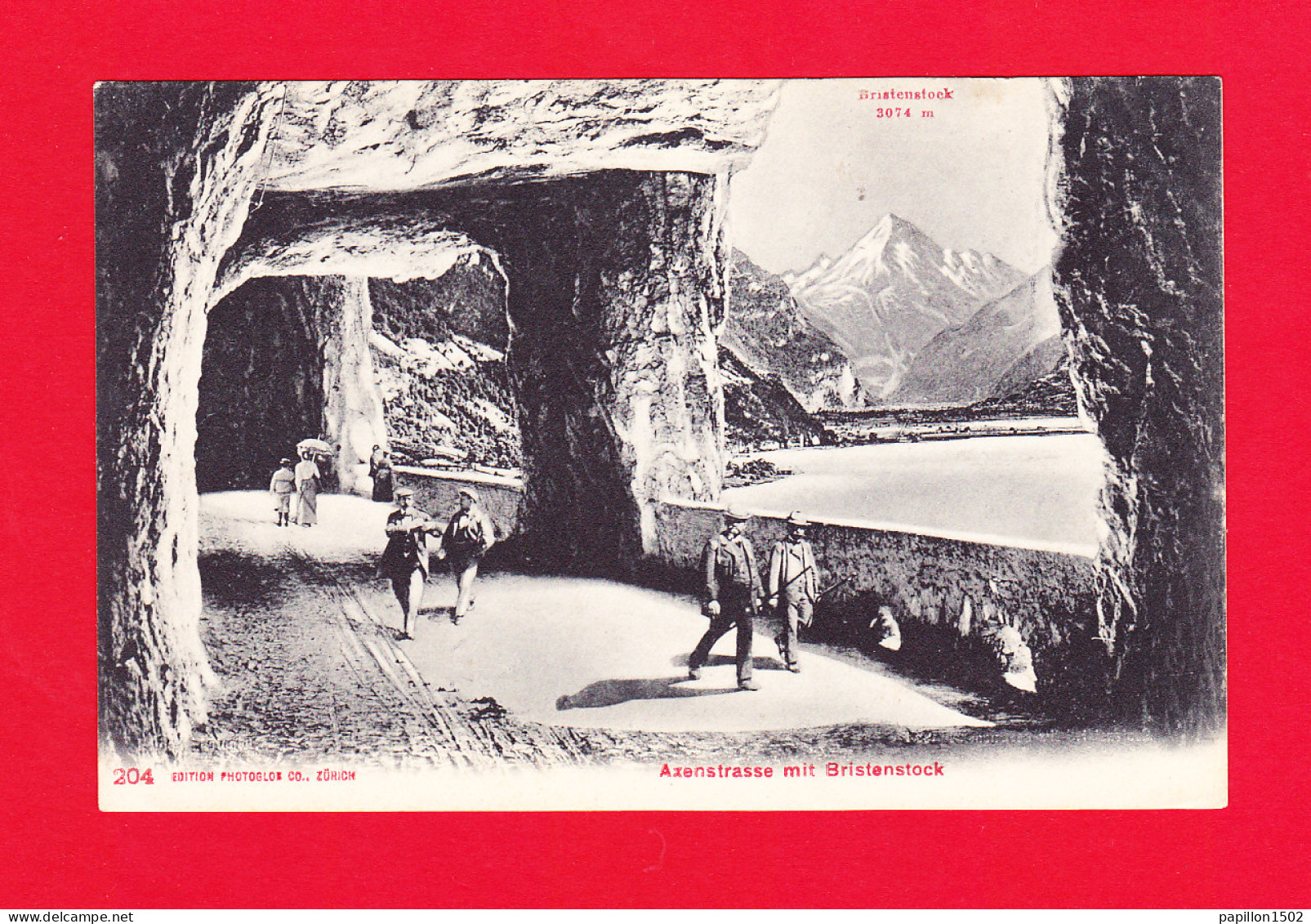 E-Suisse-290P AXENSTRASSE Mit Bristenstock, Animation, Cpa BE - Sonstige & Ohne Zuordnung