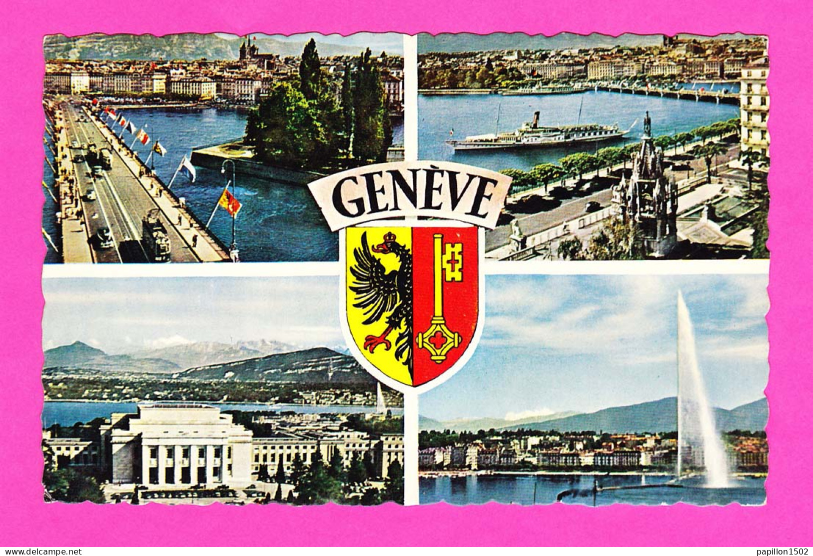 E-Suisse-414PJY GENEVE, Ile Rousseau, Palais Des Nations, Monument Brunswick, Jet D'eau, BE - Altri & Non Classificati