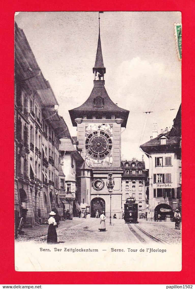 E-Suisse-462P13  BERNE, Tour De L'horloge, Tramway, Petite Animation, Cpa  - Autres & Non Classés