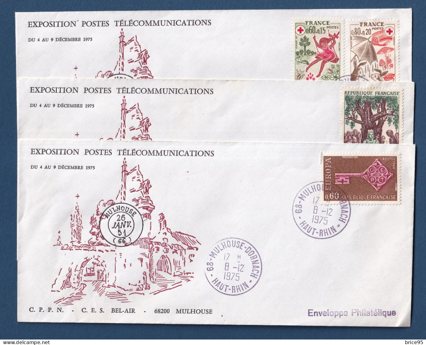 France - Exposition Postes Télécommunications - Lot De 3 Enveloppes - 1975 - Commemorative Postmarks