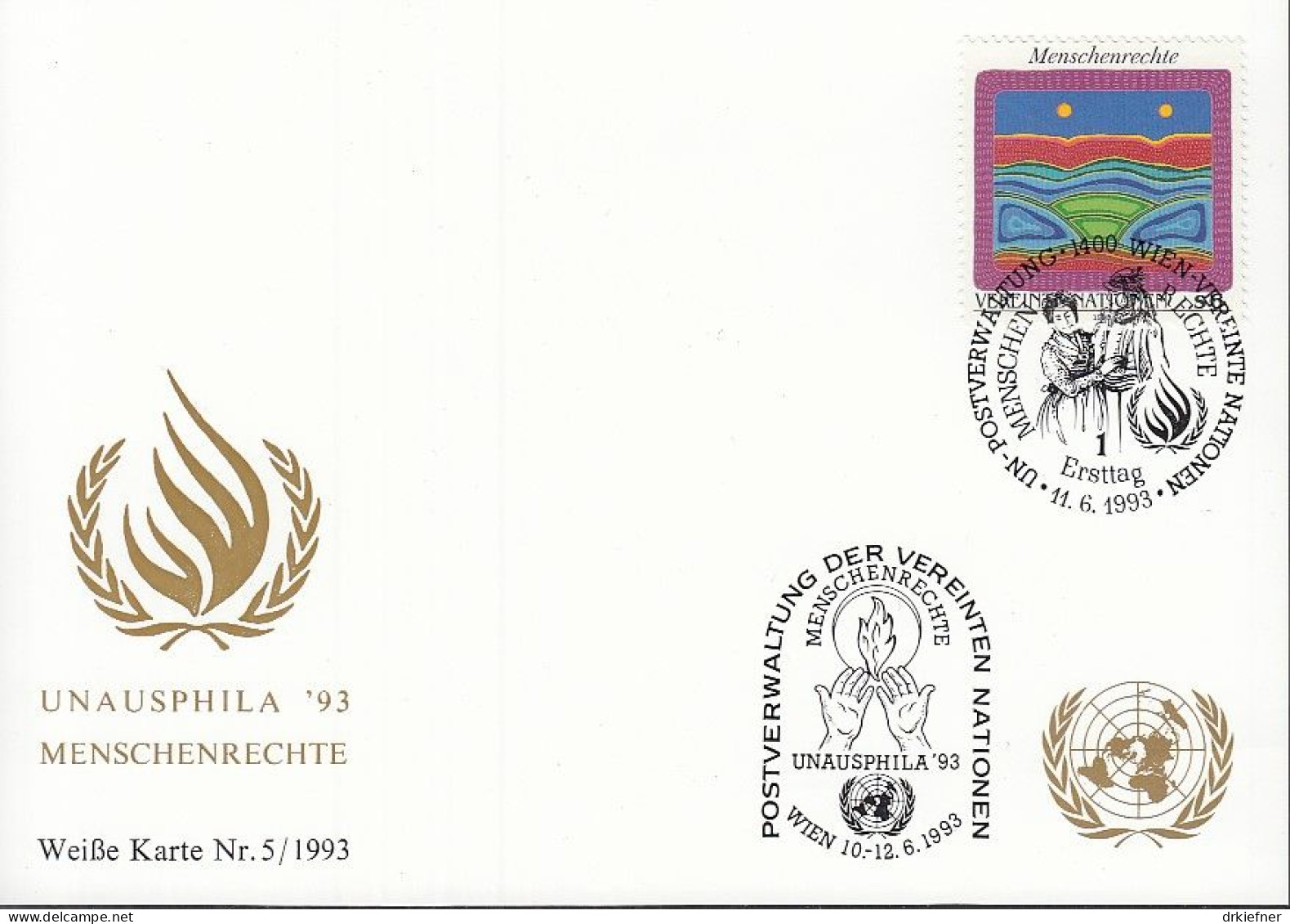 UNO WIEN Weiße Karte Nr. 133, 5/1993, Ausstellungskarte: Unausphila Wien, 1993 - Storia Postale