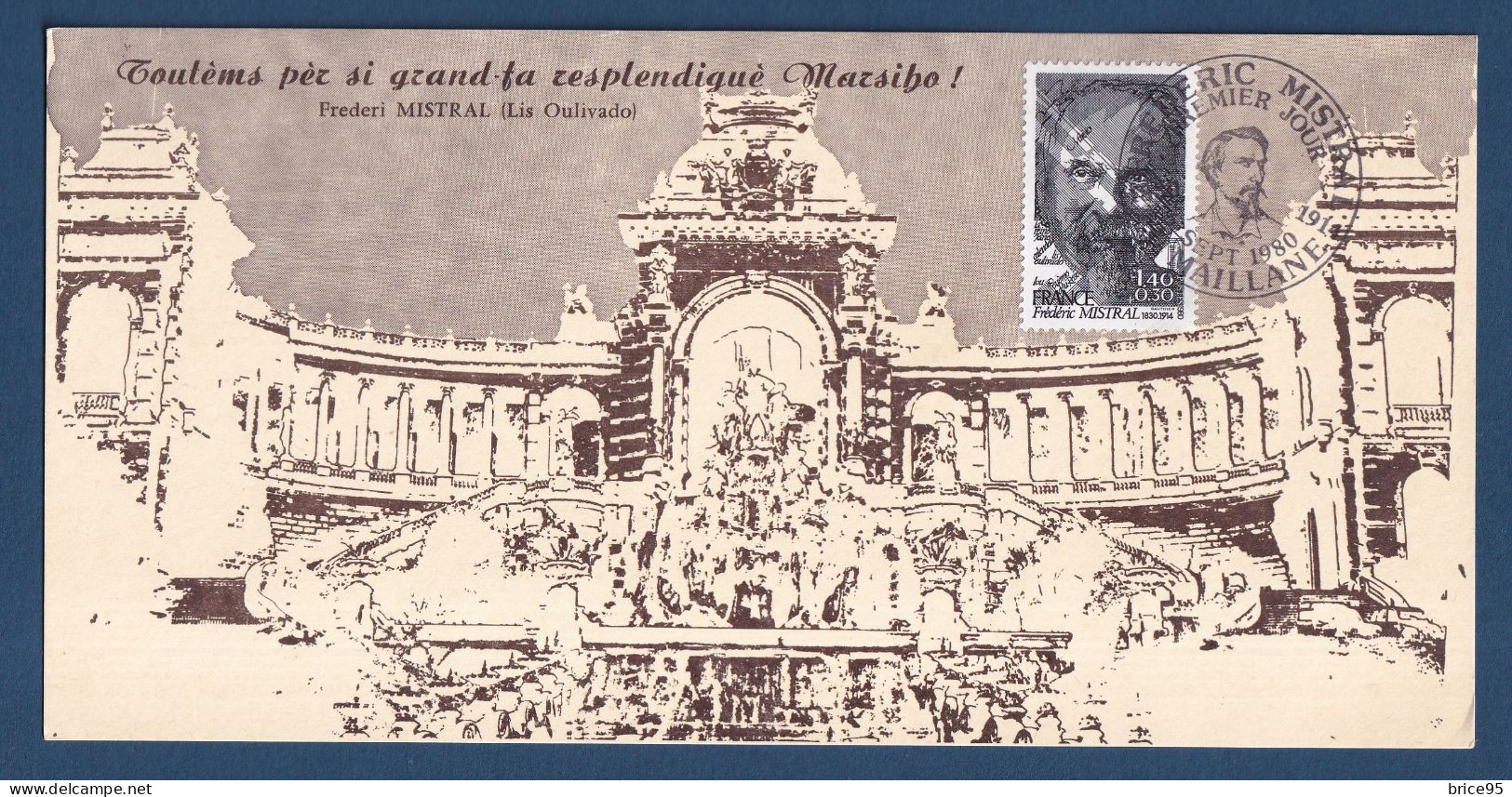 France - FDC - Premier Jour - Carte Maximum - Frédéric Mistral - 1980 - 1980-1989