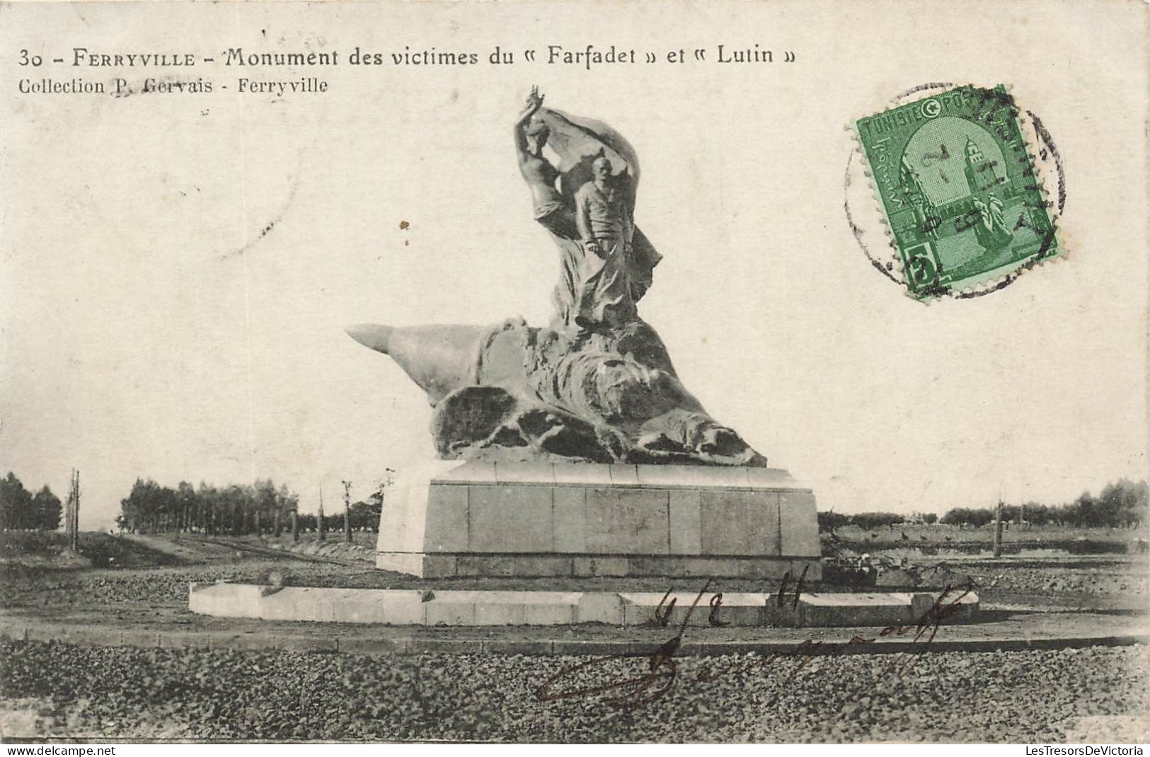 TUNISIE - Ferryville - Monument Des Victimes Du "Farfadet " Et "Luin" -  Carte Postale Ancienne - Tunisia