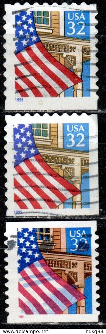 US+ 1995 1996 Mi 2552 BD 2552 BE Flagge - Used Stamps