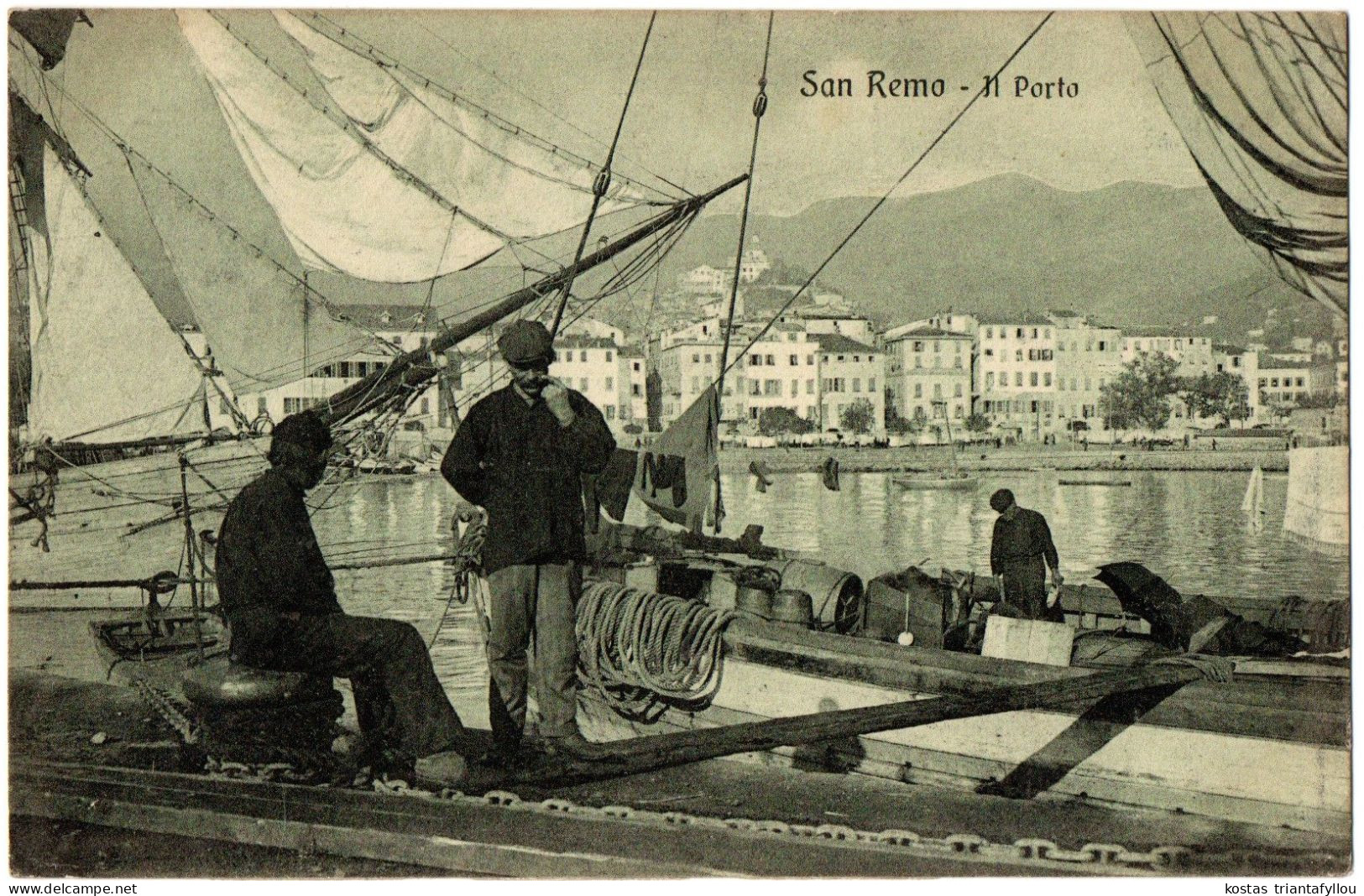 1.7.25 ITALY, SAN REMO, PORT, 1912, POSTCARD - San Remo