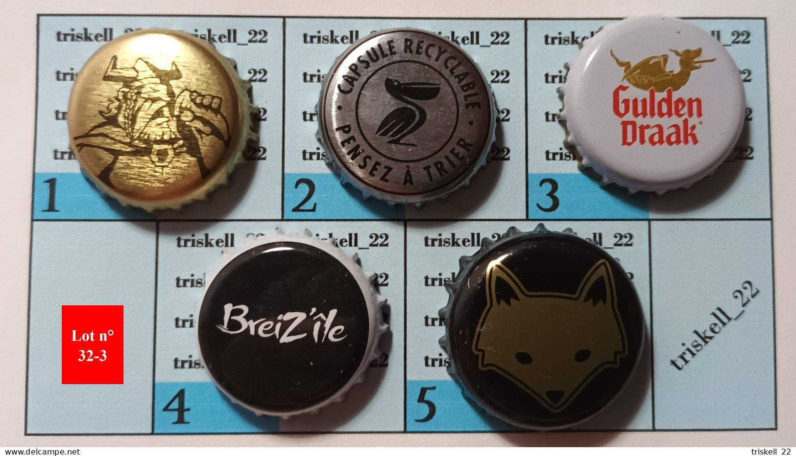 5 Capsules De Bière   Lot N° 32-3 - Bier