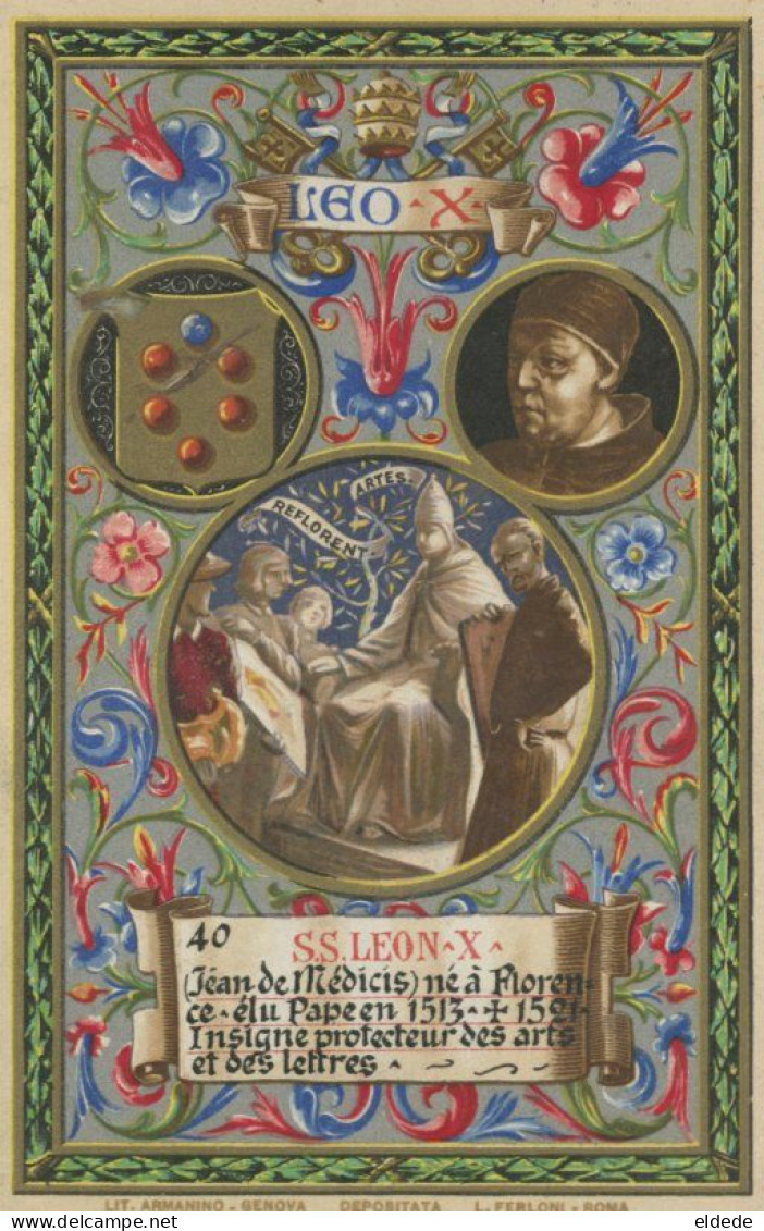 Art Card Litho Armanino Pope Leon X Jean De Medicis Born In Firenze Arts Et Lettres - Firenze (Florence)