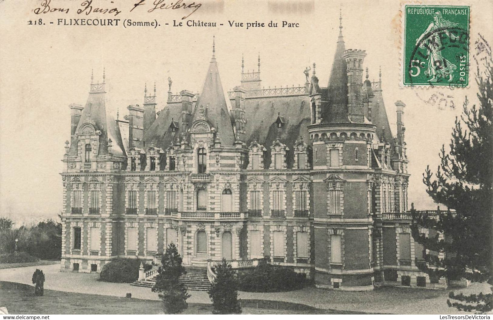 FRANCE - Flixecourt - Vue Sur Le Château Prise Du Parc -  Carte Postale Ancienne - Flixecourt