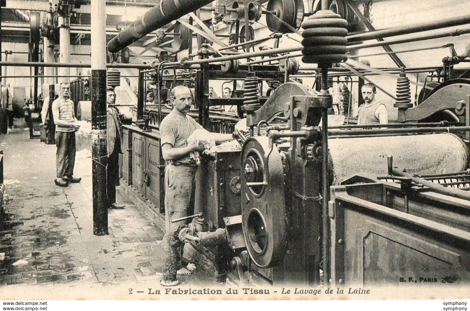59. CPA - CAUDRY - La Fabrication Du Tissu - Le Lavage De La Laine - Ouvriers Sur Leurs Machines - - Caudry