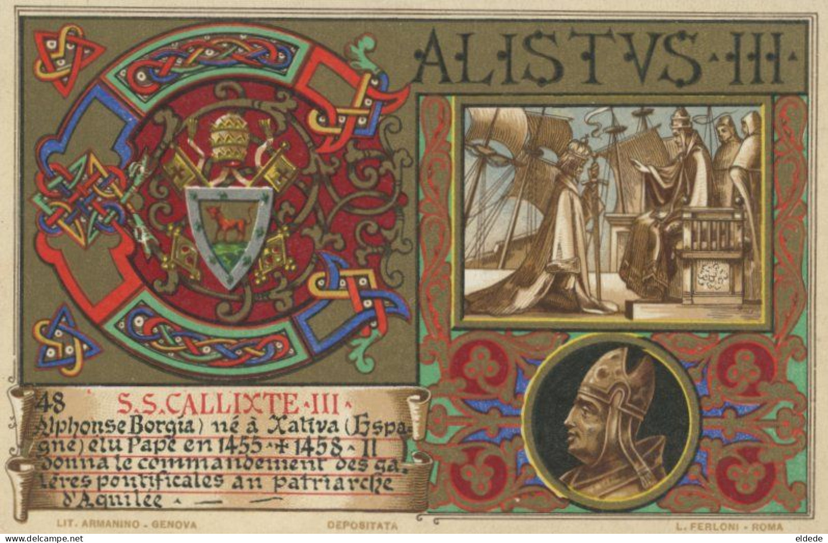 Art Card Litho Armanino Pope Sixte IV François De Ravenne Born In Savona - Savona