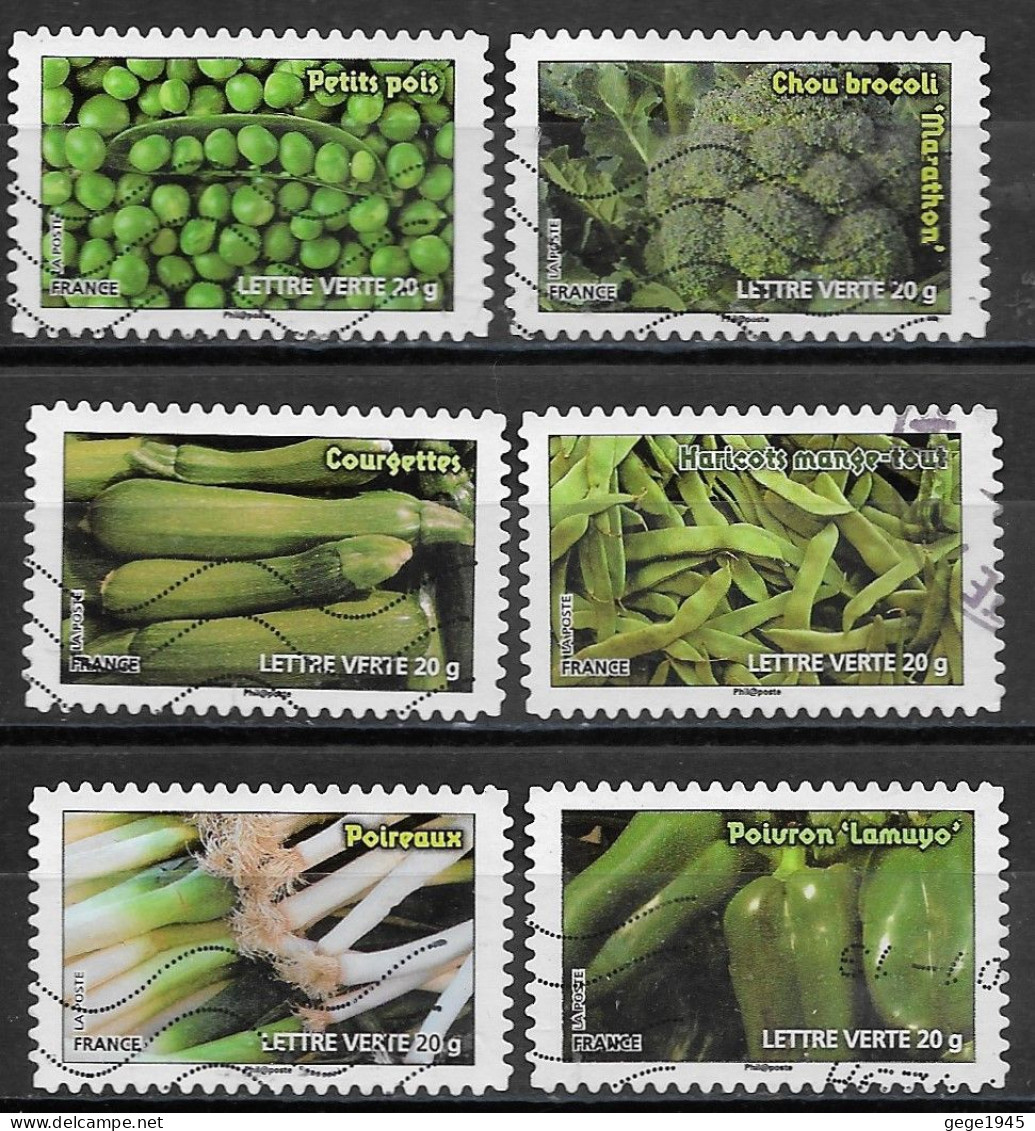 - France 2012  Oblitéré Autoadhésif  N° 739 - 743 - 744  - 745 - 746 - 747  -   Les Légumes - Used Stamps