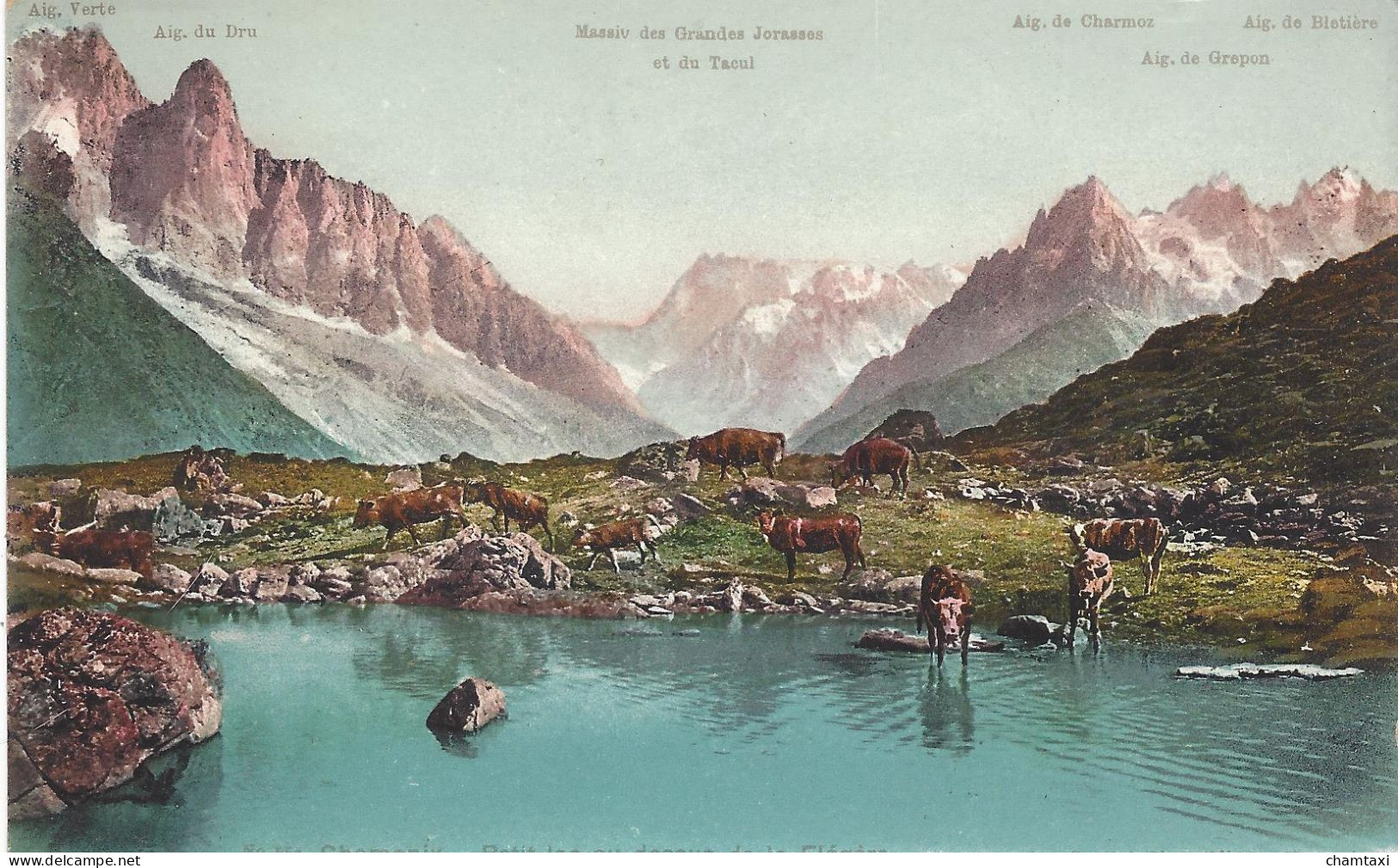 74 CHAMONIX MONT BLANC LAC BLANC LES AIGUILLES D ARGENTIERE CARTE COLORISEE Editeur COUTTET  Auguste N° 55 D - Chamonix-Mont-Blanc