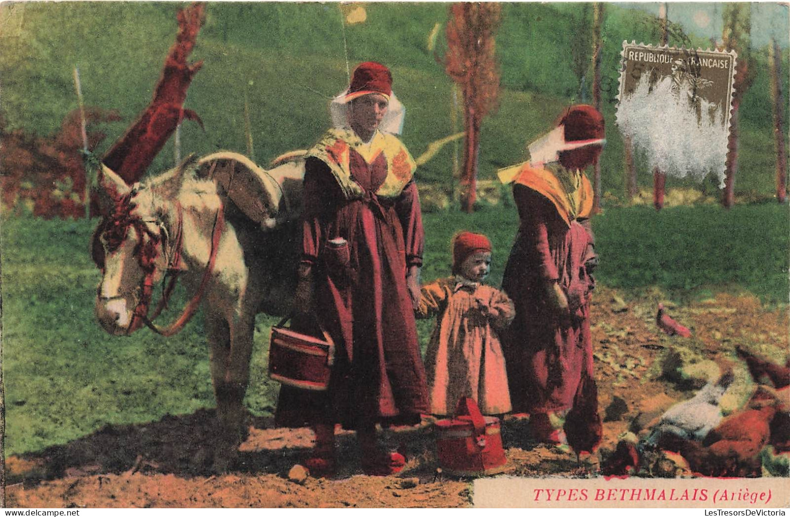 FRANCE - Types Bethmalais (Ariège) - Colorisé - Enfant - Femmes - Cheval - Carte Postale Ancienne - Autres & Non Classés