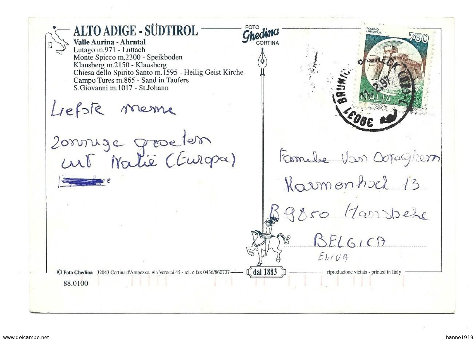 Ahrntal Valle Aurina Alto Adige Sud Tirol Multivues Photo Card Italia Htje - Autres & Non Classés