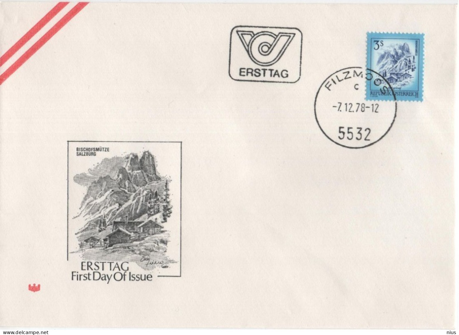 Austria Osterreich 1978 FDC Salzburg, Bischofsmütze Im Dachsteinmassiv, Canceled In Filzmoos - FDC