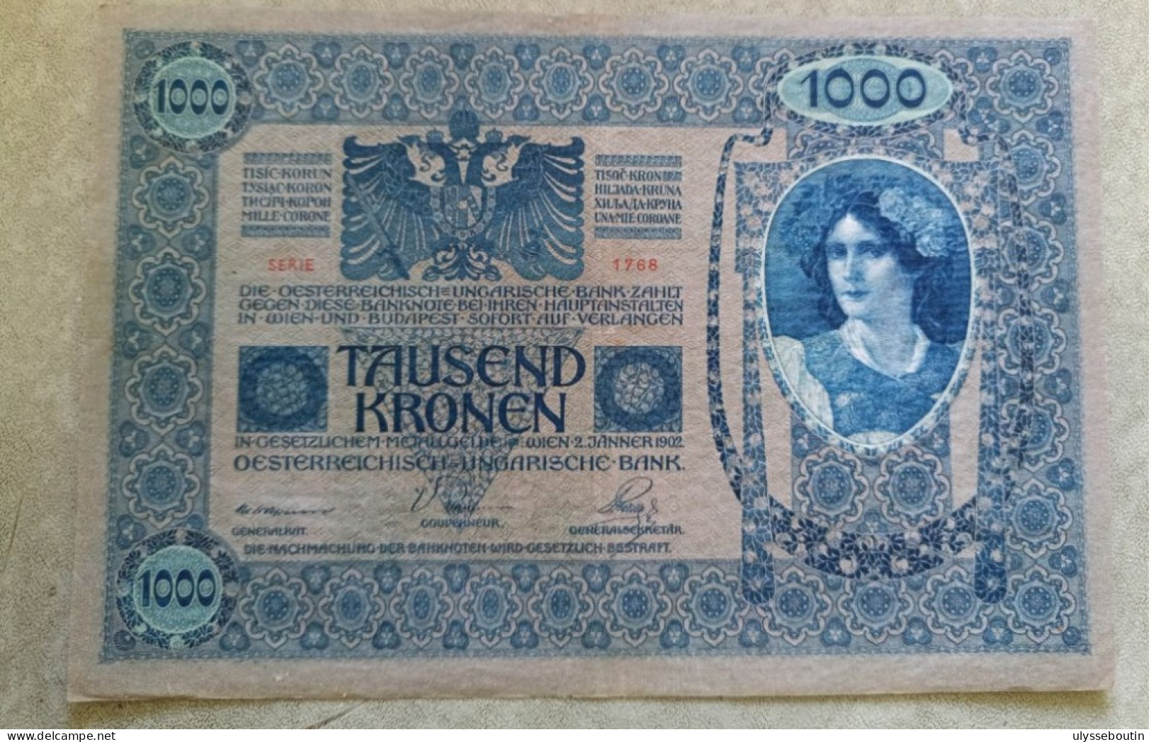 Billet Austro-hongrois 1000 Couronnes 2 Janvier 1902 - Autriche