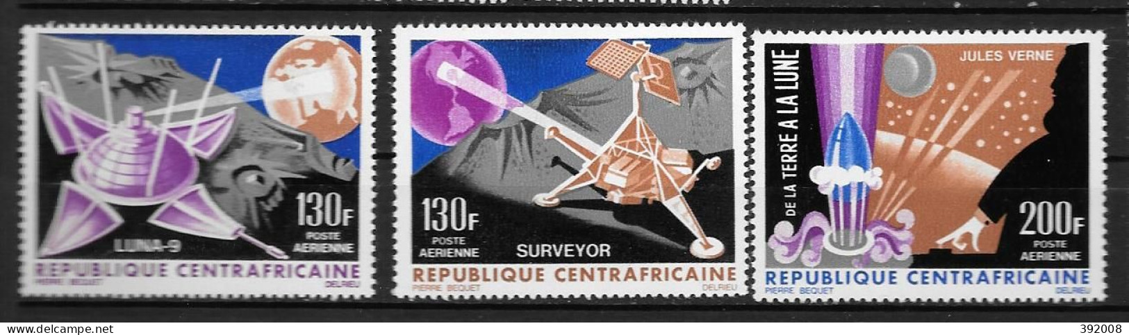 PA - 1966 - N°39 à 41**MNH - Conquète De La Lune - Zentralafrik. Republik