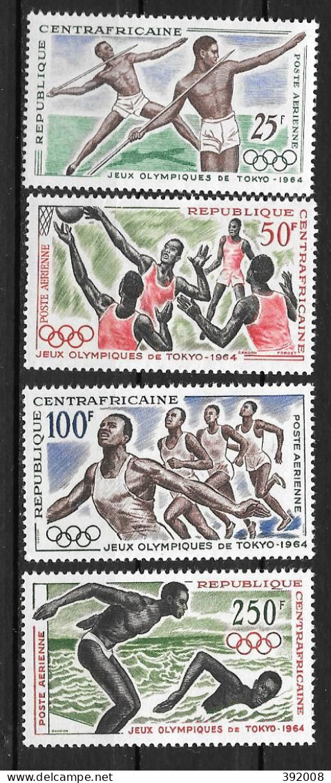 PA - 1964 - N°22 à 25 **MNH - Jeux Olympiques De Tokyo - Zentralafrik. Republik