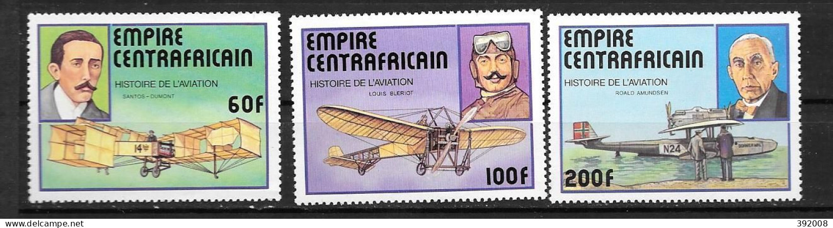 1977 - N° 306+307+308**MNH - Histoire De L'aviation - Centrafricaine (République)