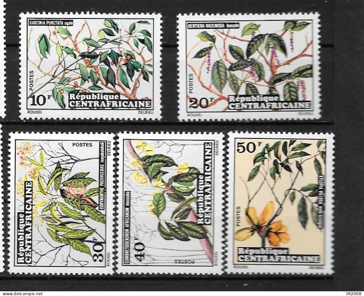 1972 - N° 191 à 195**MNH - Fleurs - Central African Republic