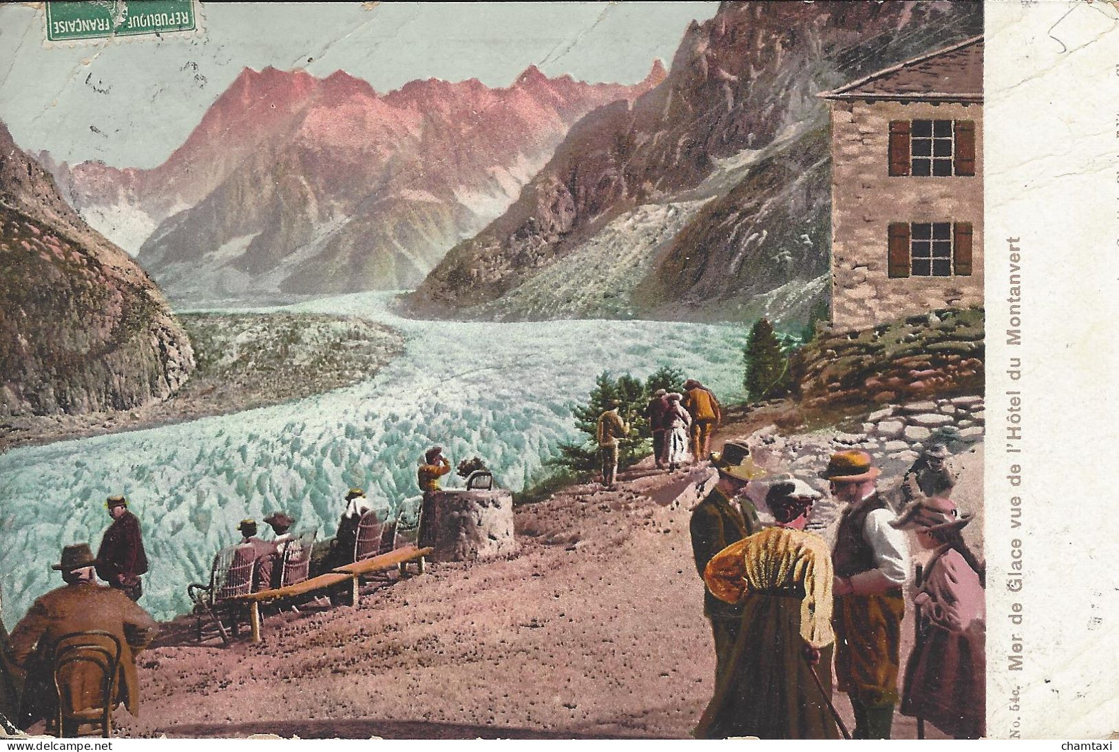 74 CHAMONIX MONT BLANC GLACIER DE LA MER DE GLACE CARTE COLORISEE  Editeur COUTTET  Auguste N° 54 C - Chamonix-Mont-Blanc