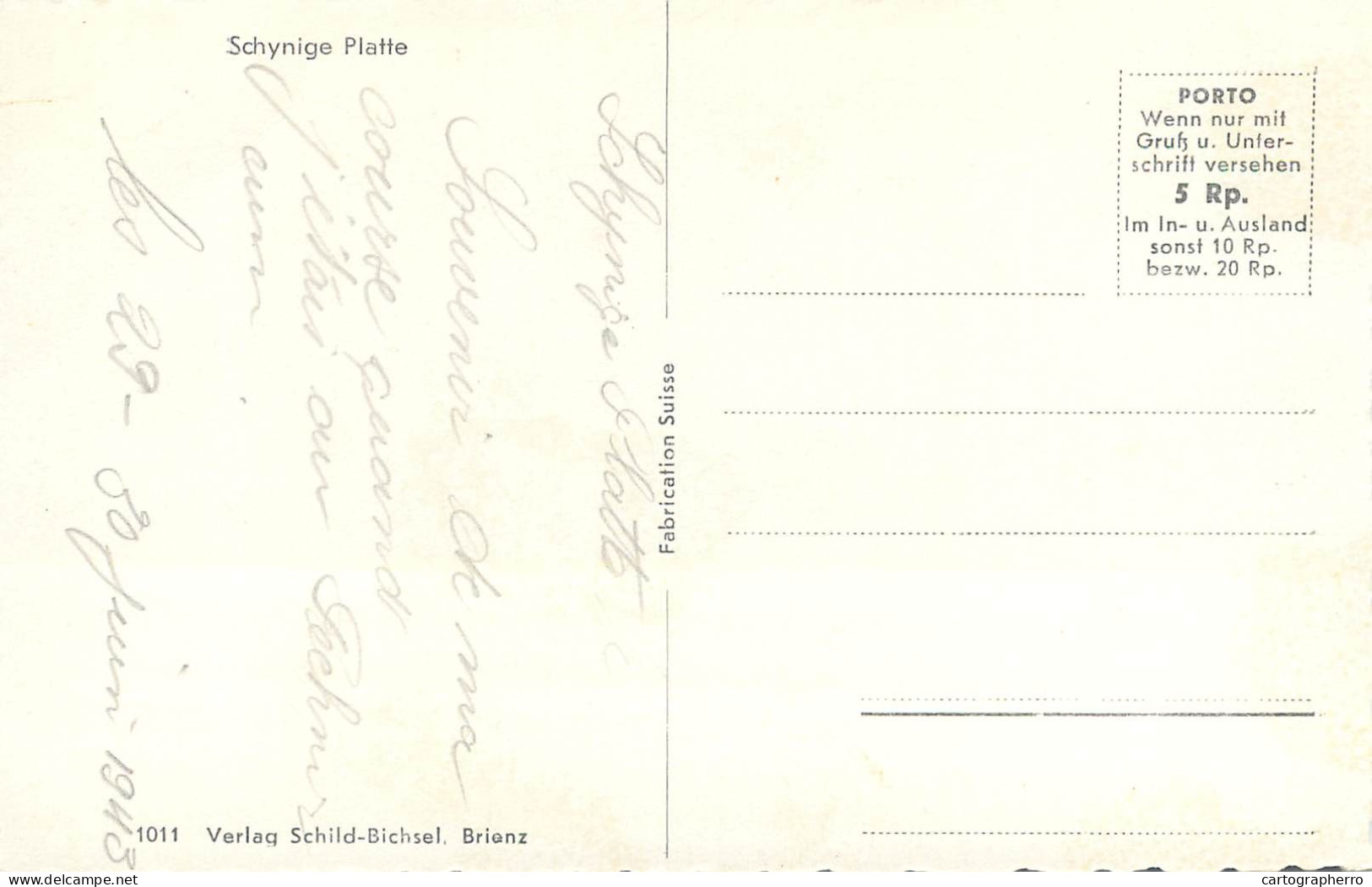 Postcard Switzerland Schynige Platte - Autres & Non Classés