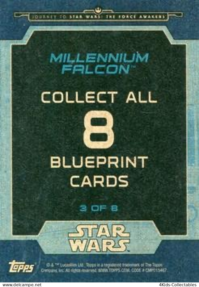 2015 Topps STAR WARS Journey To The Force Awakens "Blueprints" BP-3 Millenium Falcon - Star Wars