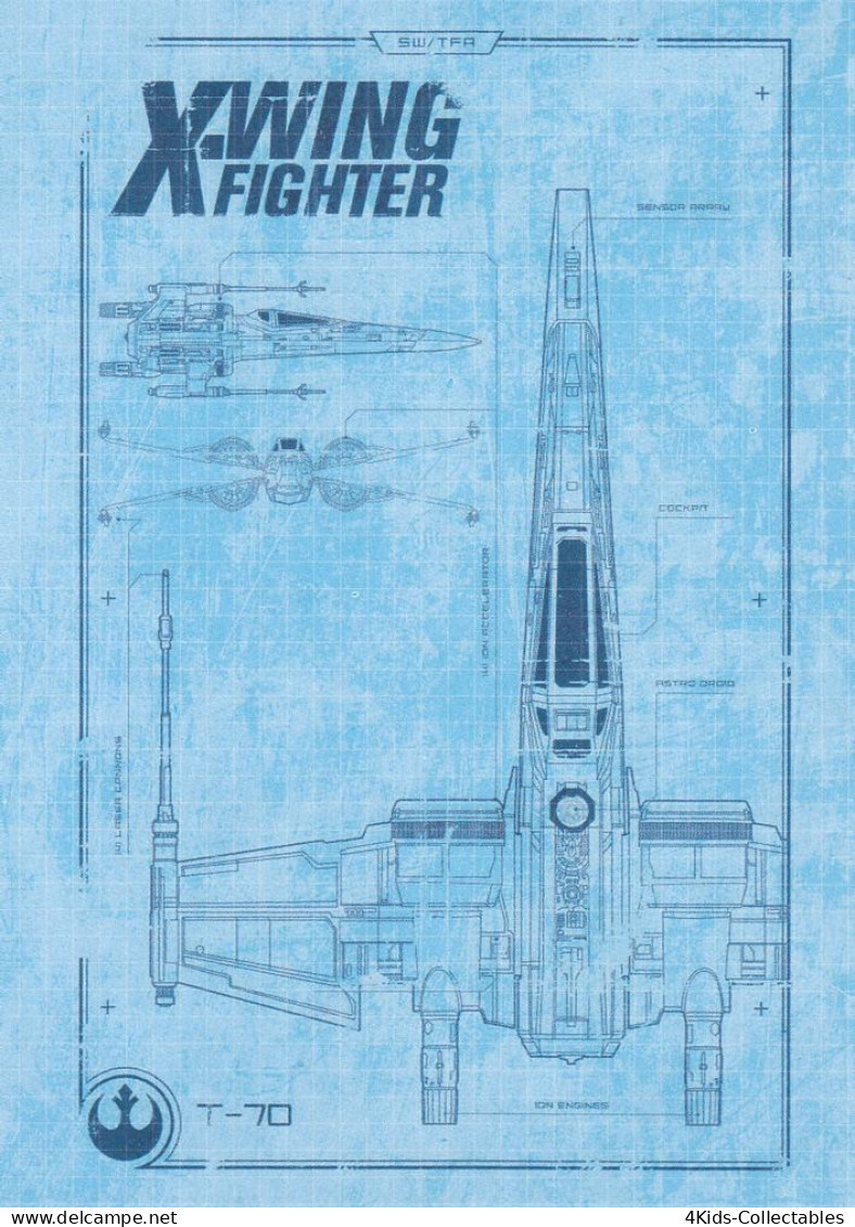 2015 Topps STAR WARS Journey To The Force Awakens "Blueprints" BP-4 X-Wing Fighter - Star Wars