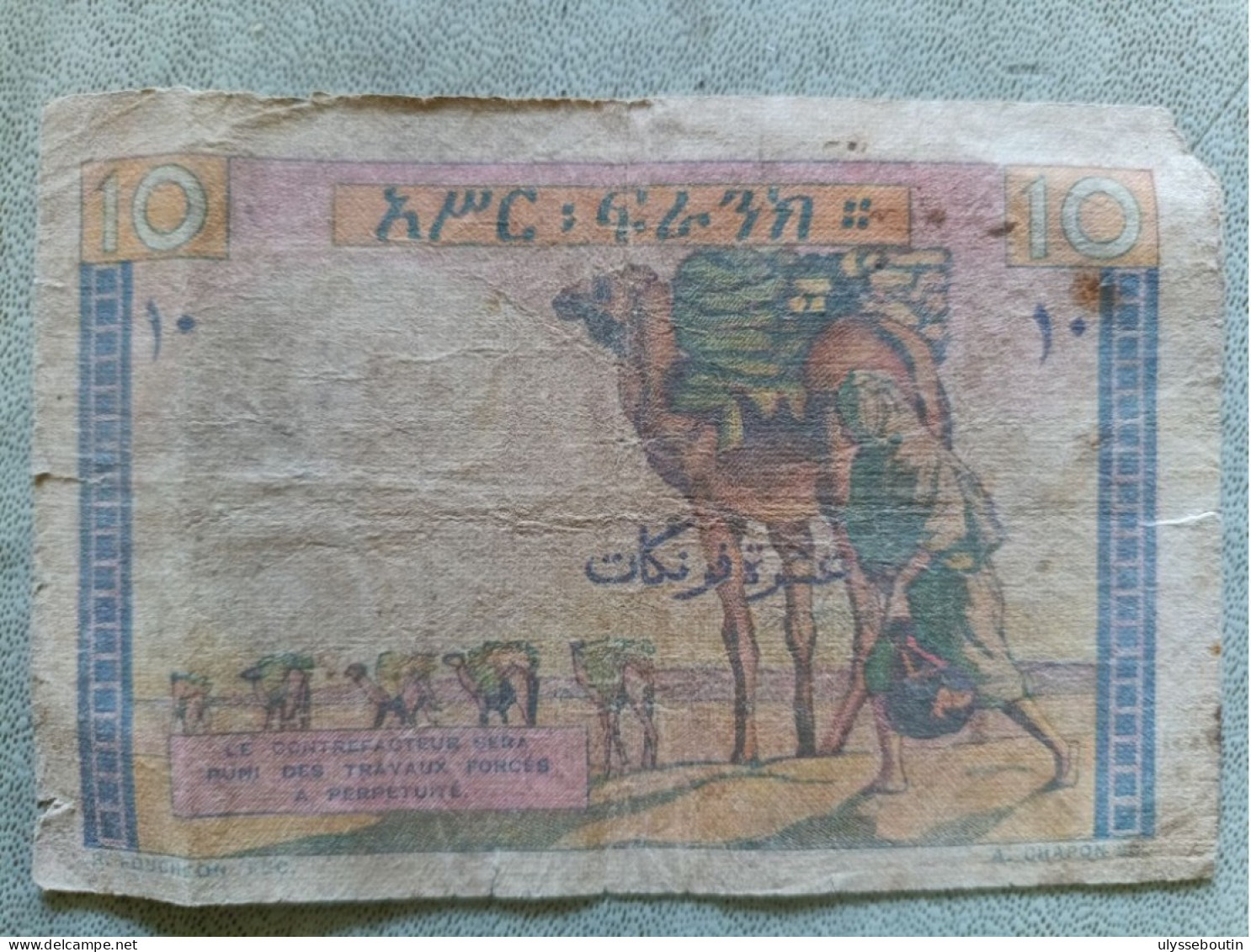 Djibouti 10 Francs 1946 Banque De L'Indochine - Dschibuti