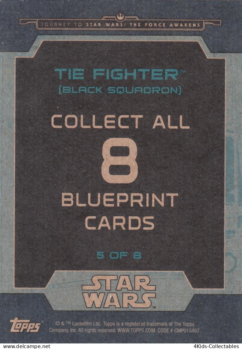 2015 Topps STAR WARS Journey To The Force Awakens "Blueprints" BP-5 TIE Fighter (Black Squadron) - Star Wars