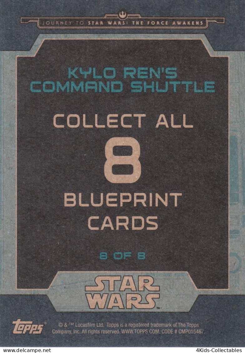 2015 Topps STAR WARS Journey To The Force Awakens "Blueprints" BP-8 Kylo's Red Command Shuttle - Star Wars