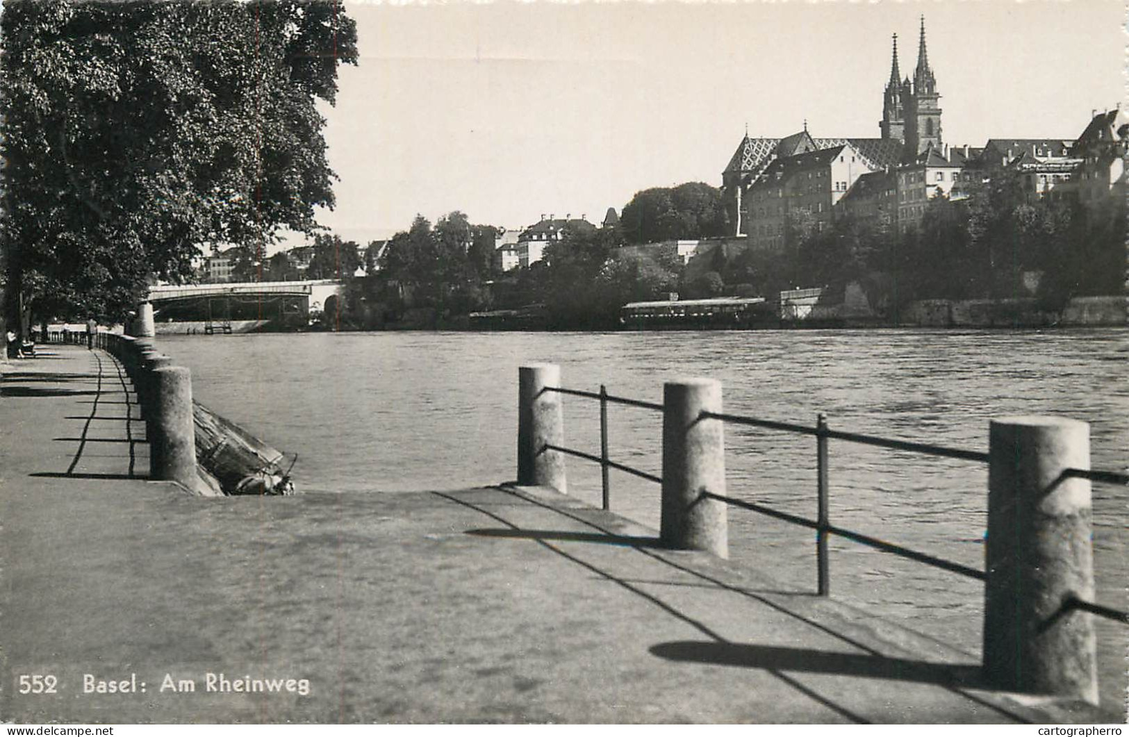 Postcard Switzerland Basel Am Rheinweg - Bazel