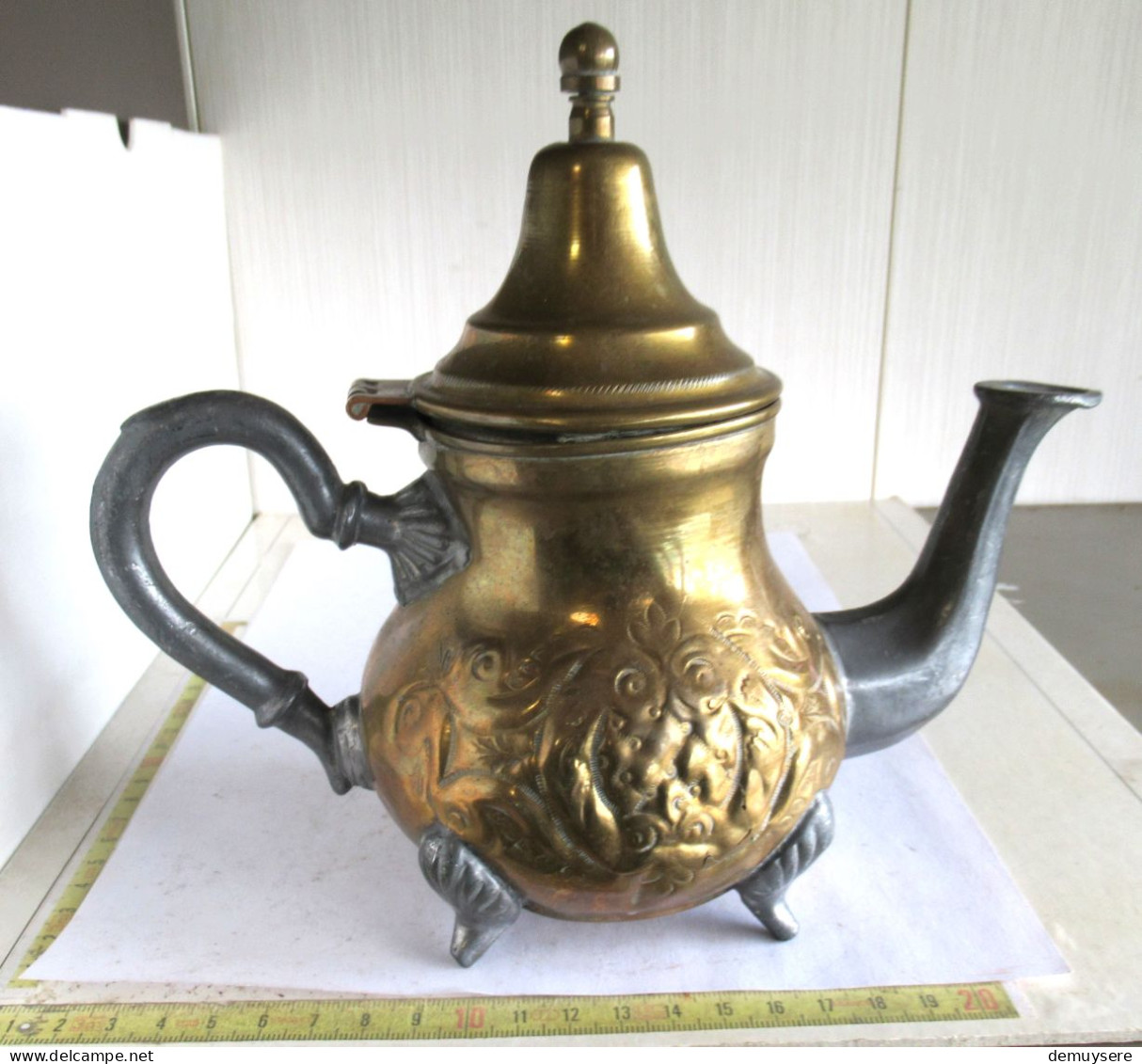 Lade 700 - Marokkaanse Theepot Messing En Tin - SARTI - Théière Marocaine Laiton  Et Etain 666 Gram - Coppers