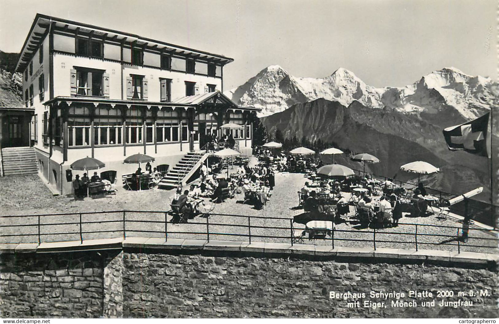 Postcard Switzerland Berghaus Schynige Platte Mit Eiger Monch Und Jungfrau - Autres & Non Classés