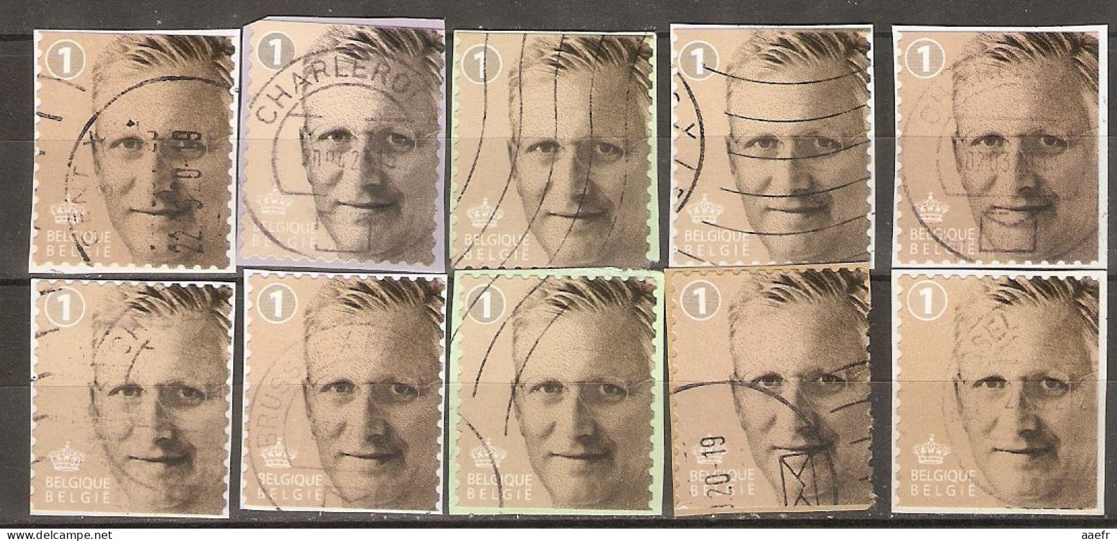 Belgique 2019 - Philippe 1er - Série Complète De 10 Timbres° De Carnet Dont 4 Différents - Adhésifs Sur Fragments - Kilowaar (max. 999 Zegels)