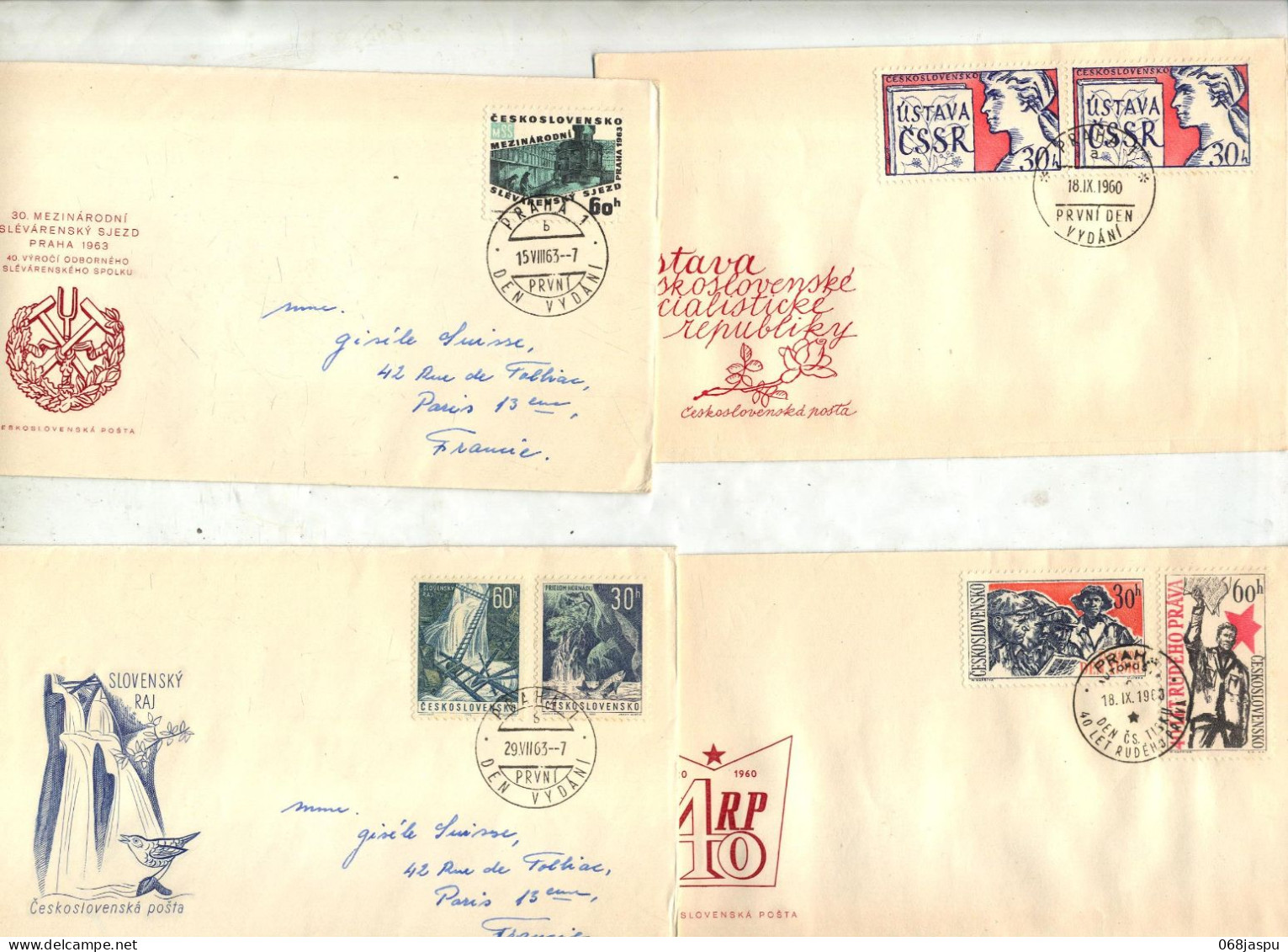 Lot 4 Lettre Cachet Prague à Voir - Cartas & Documentos