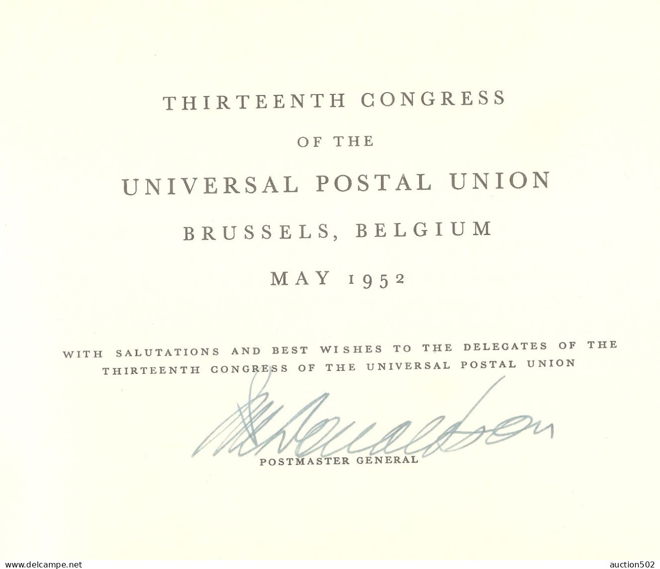 USA Special Book 13th Congress Of The U.P.U. Brussels Belgium MAY 1952 The 1th 2 Stamps Are Hinged, The Other 2 Perfect - Nuovi