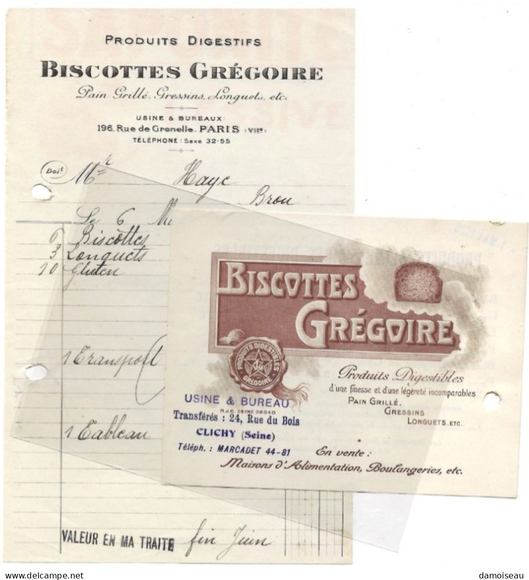 Clichy, Biscottes Grégoire, Produits Digestifs. 1926. - 1900 – 1949