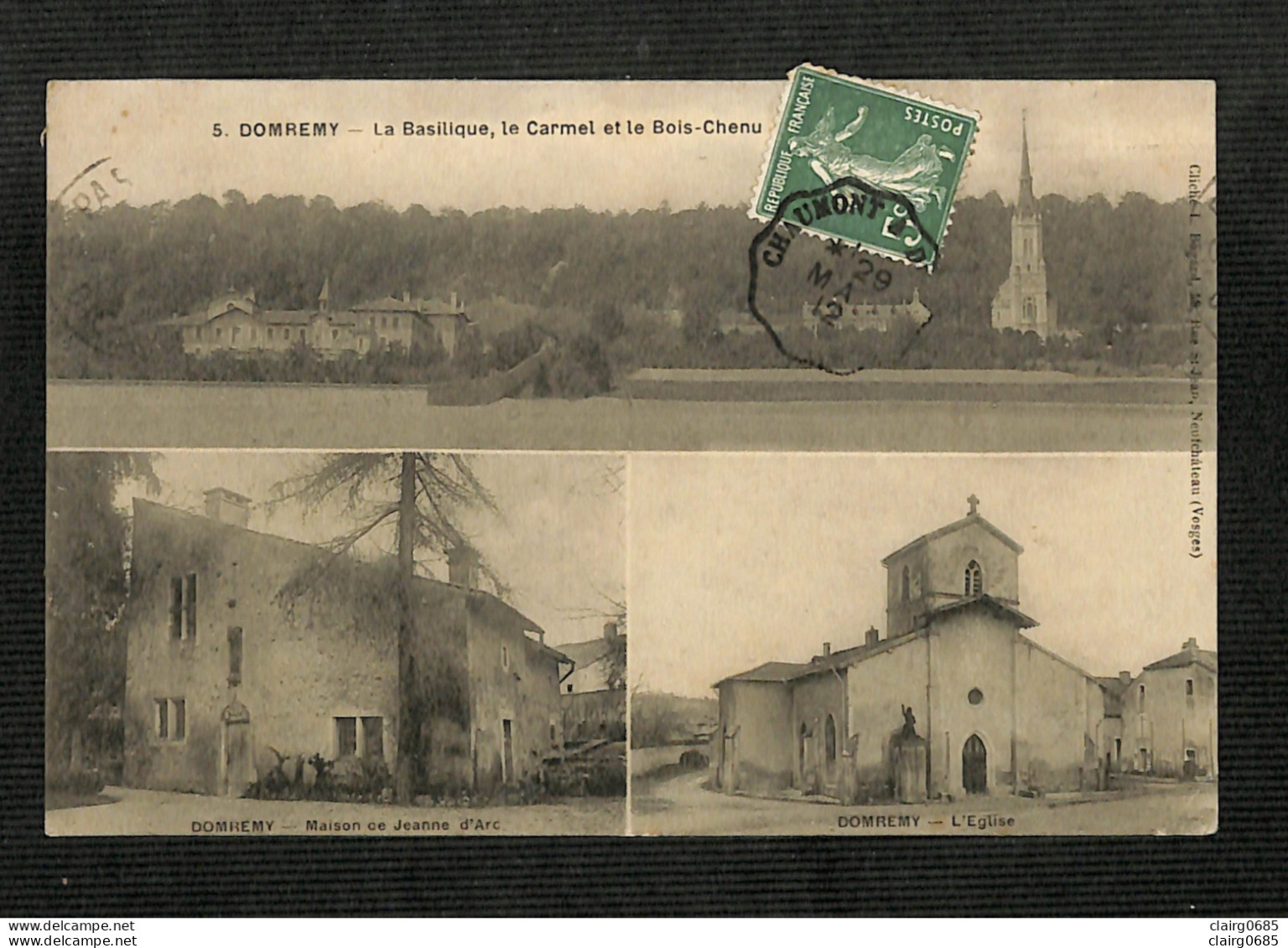 88 - DOMREMY - 3 Vues - La Basilique, Le Carmel Et Le Bois Chenu - 1912 - Domremy La Pucelle