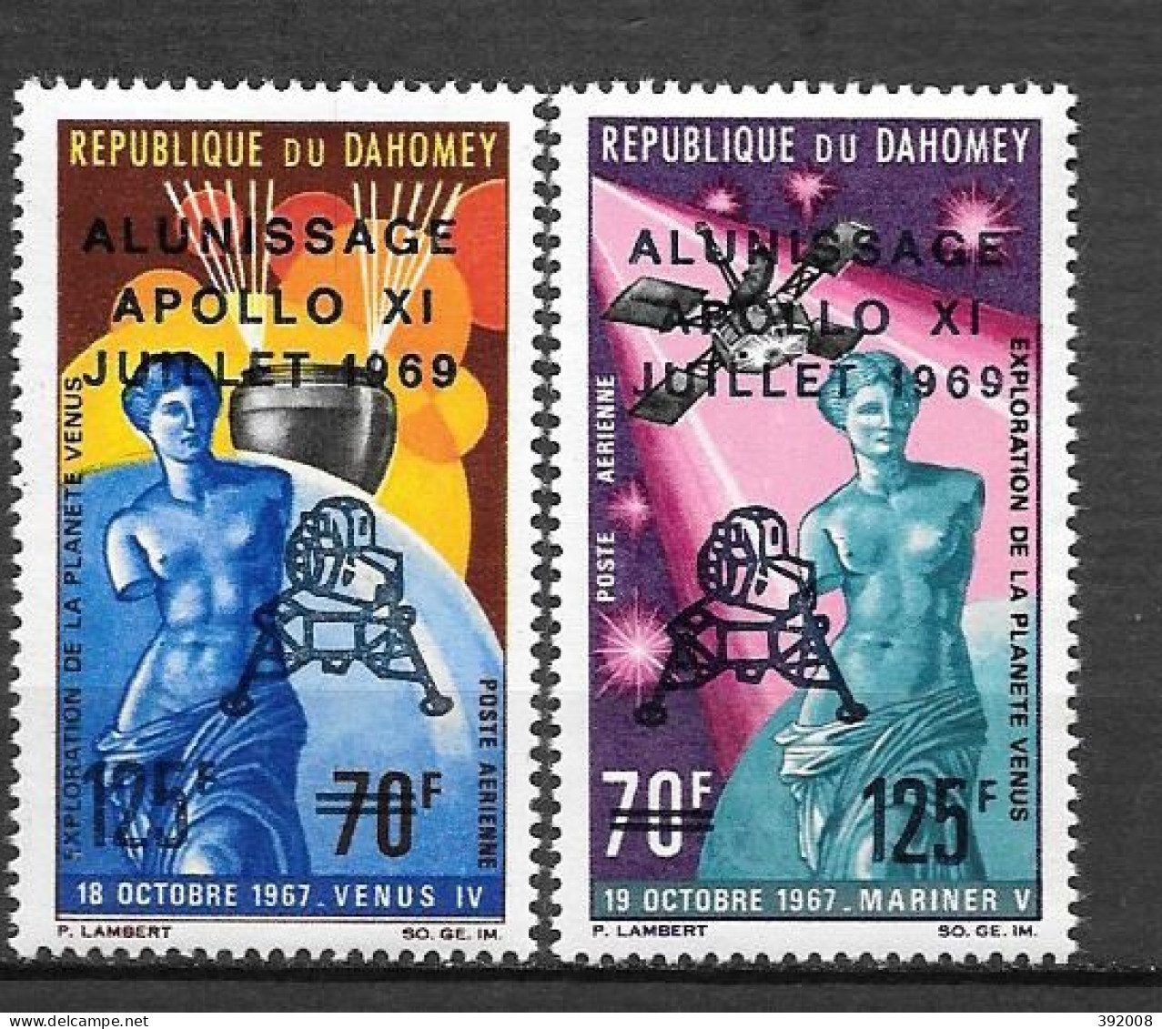 PA - 1969 - N° 107 à 108** - Alunissage Apollo XI - Bénin – Dahomey (1960-...)