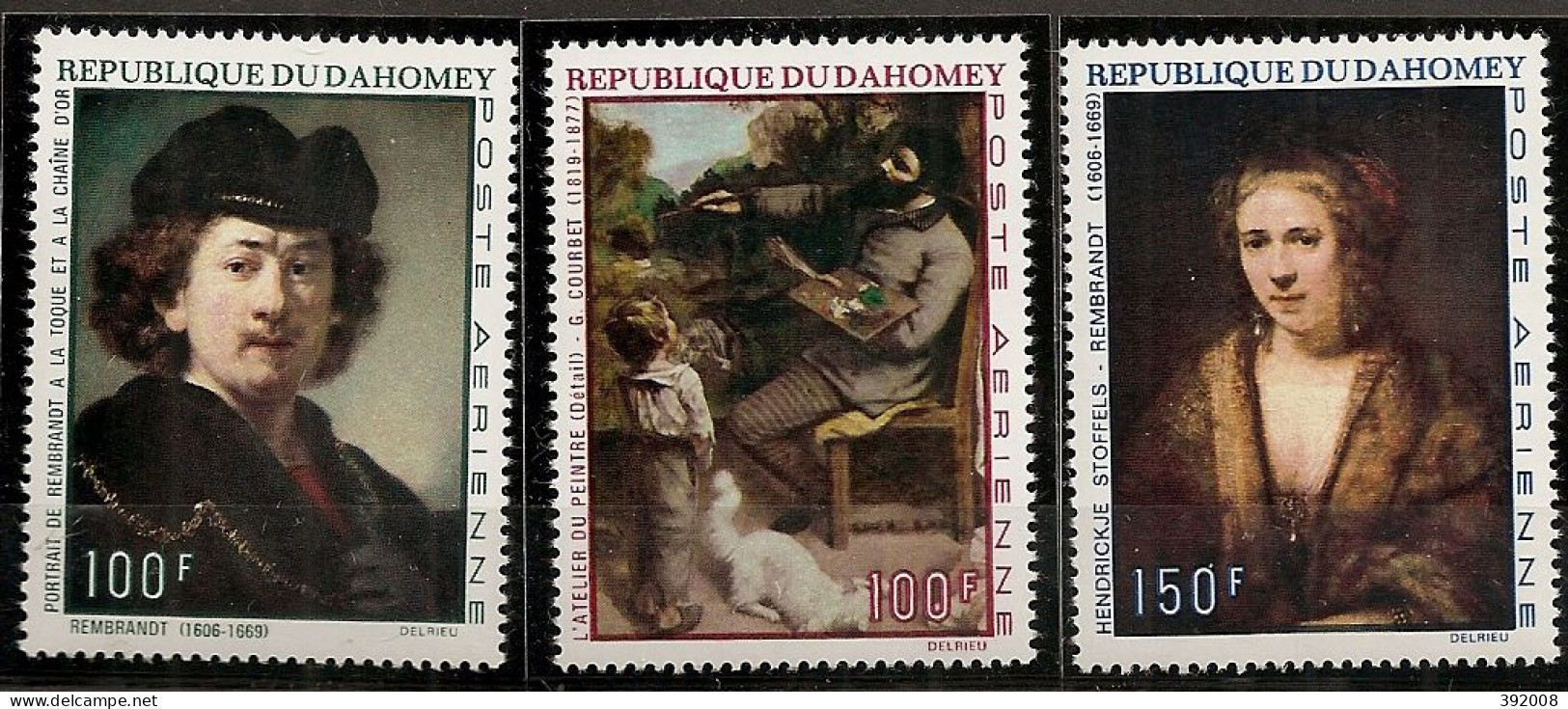 PA - 1970 - N° 117 à 119**MNH - Tableaux Rembrandt , Courbet - Benin - Dahomey (1960-...)