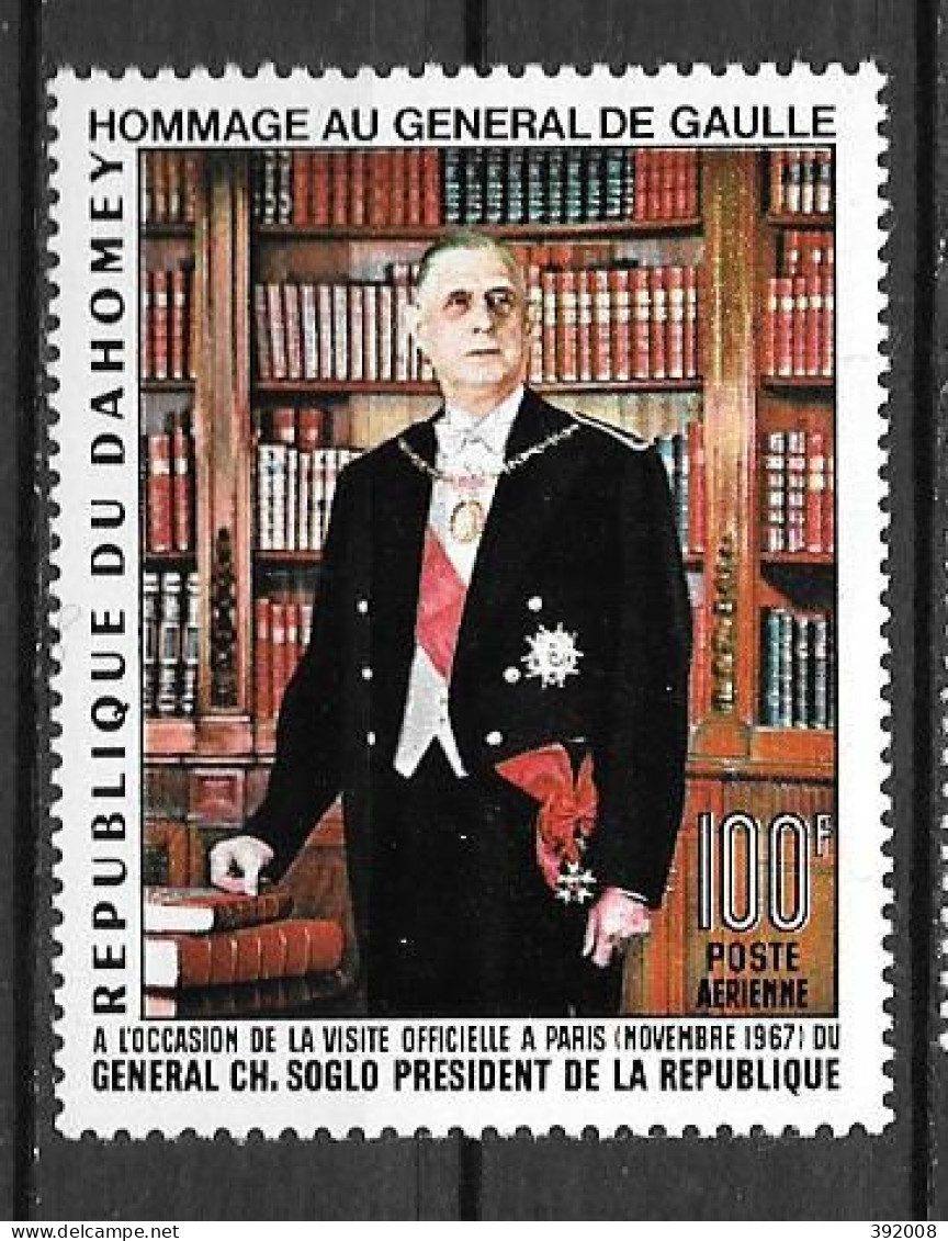 PA - 1967 - N° 66**MNH - Hommage Au Général De Gaulle - Bénin – Dahomey (1960-...)