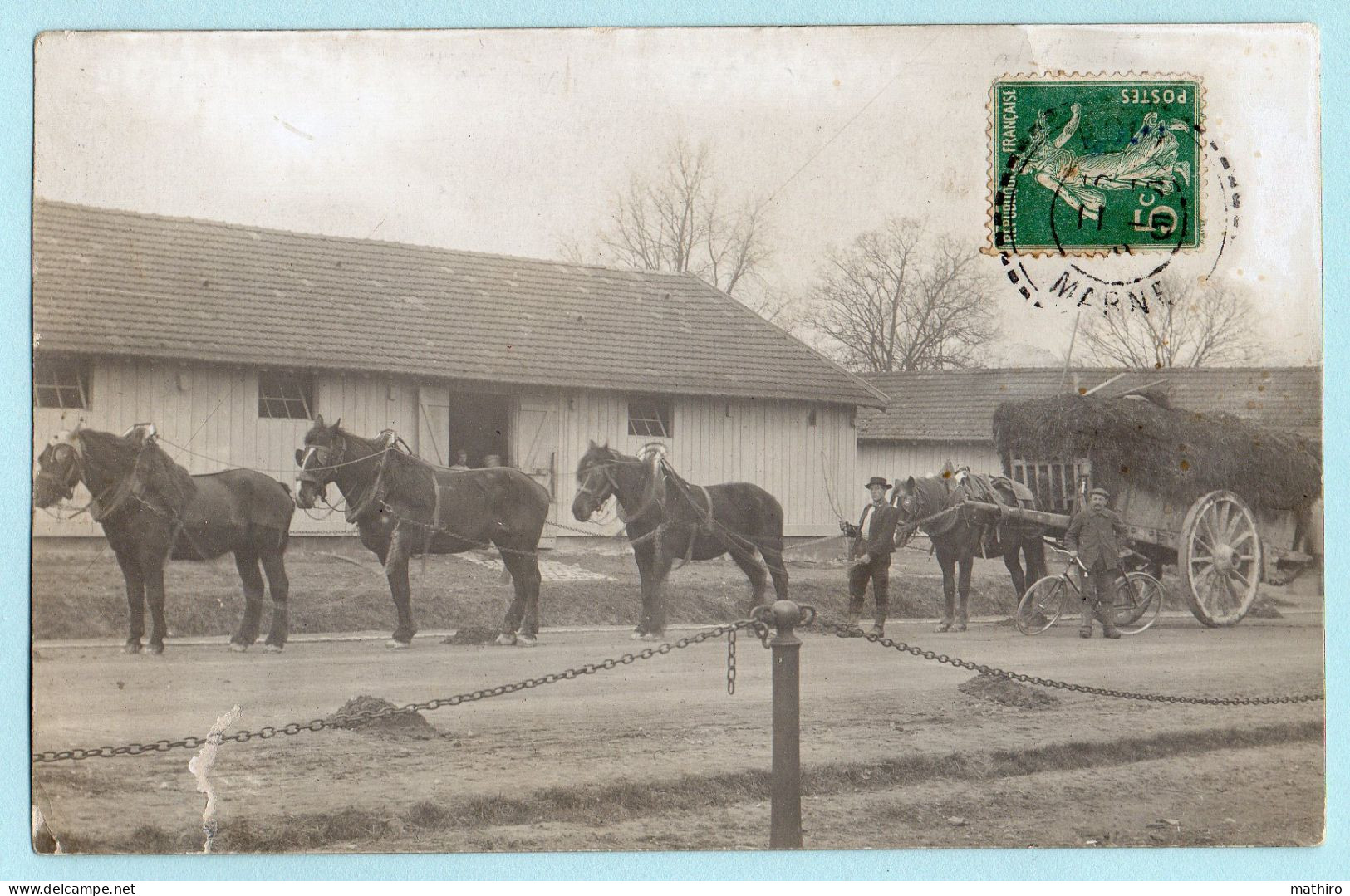 BOUY - Lot 5 CP - Carte Photo : Ferme Hippique , Mairie Et L'Ecole, Ecole Communale Et Les Pelous, Moulin, Eglise - Autres & Non Classés