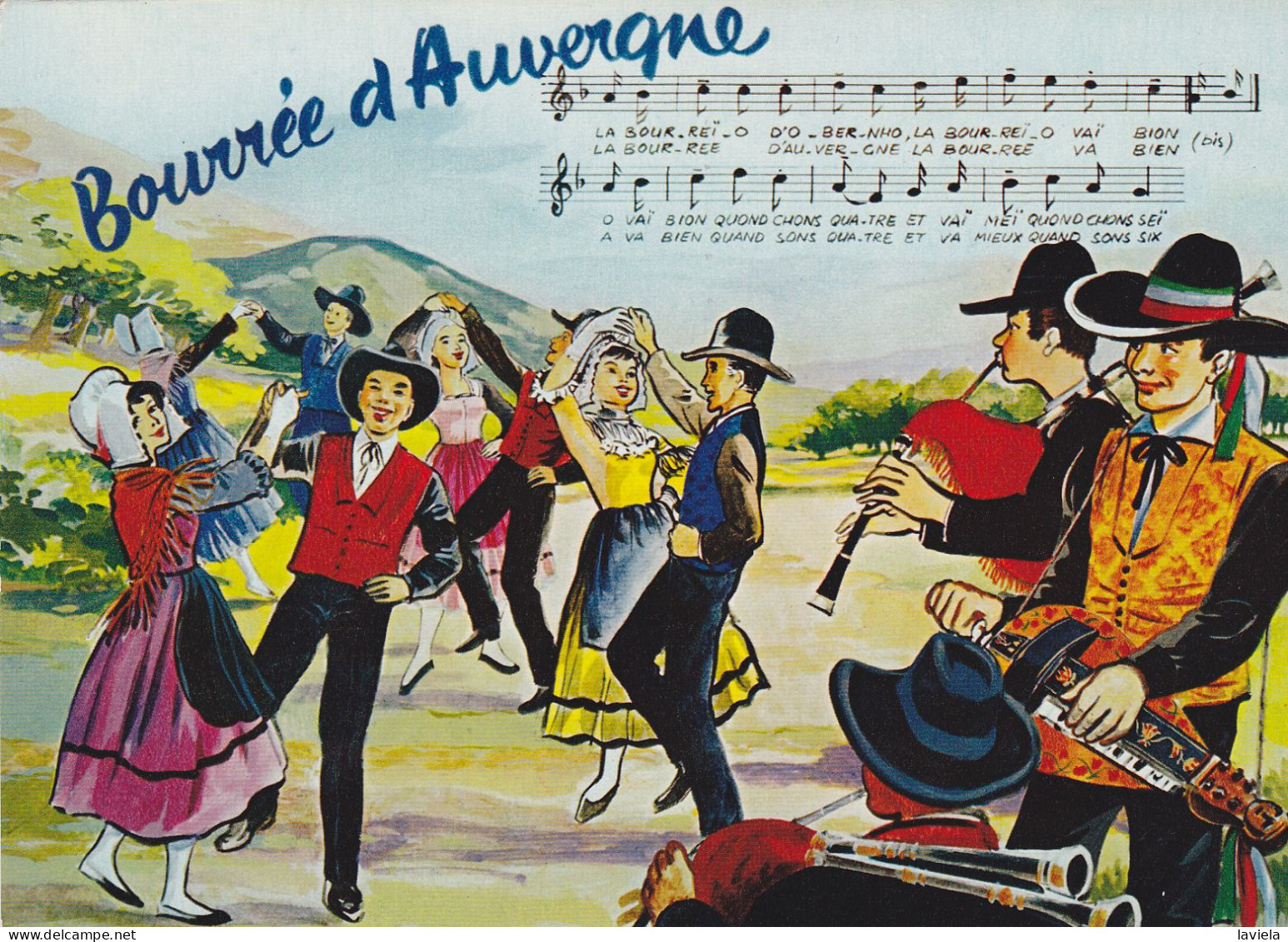 63 Bourrée D'Auvergne - Circulée 1970 - Auvergne Types D'Auvergne