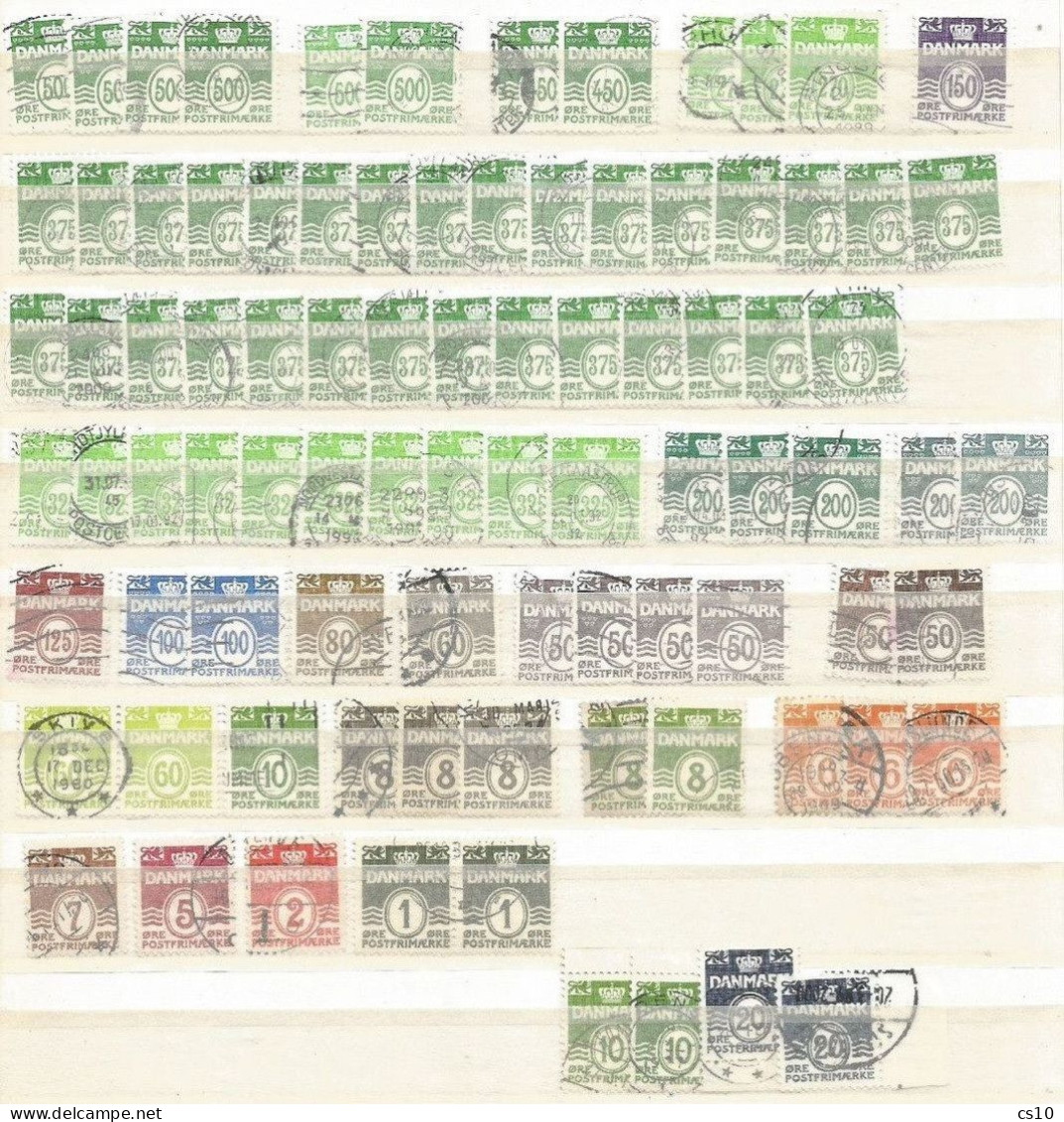 Danmark Selection Numers Issues (all Period) Up To 500o Face Value, All Used,  Including Some Sheet Margins And Low F.v. - Lotes & Colecciones