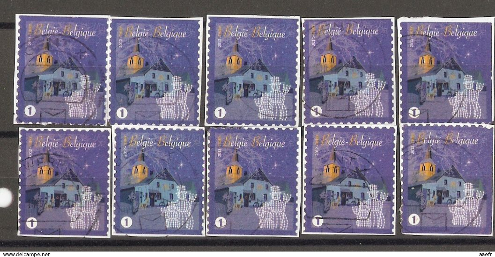 Belgique 2012 -  Noël - Série Complète De 10 Timbres° De Carnet - CB 133 - Sur Fragments - 4 Différents - Non Classés