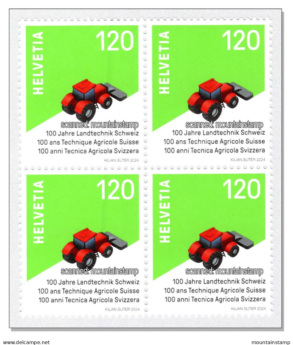 Switzerland 2024 (2/24) 100 Jahre Landtechnik- Traktor -  Tracteur - Trattore - Tractor -  MNH ** Block 4 - Nuovi