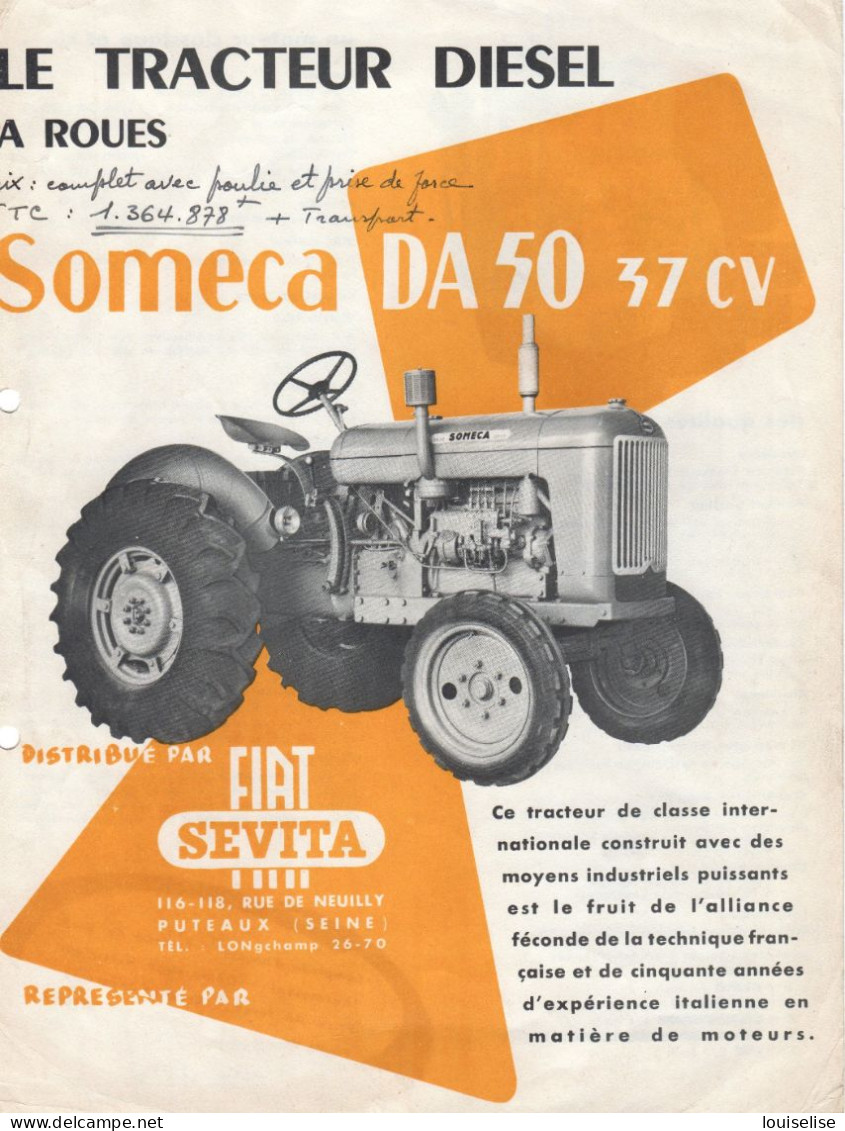 PUBLICITE TRACTEUR SOMECA   DA50 - Afiches