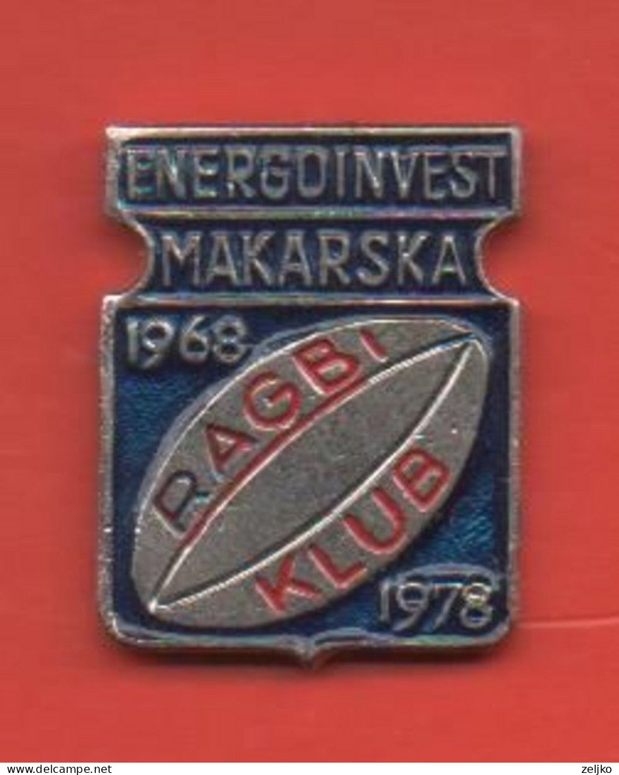 Yugoslavia, Croatia, Rugby Club Energoinvest, Makarska, Croatia, Partially Red Inscription - Rugby