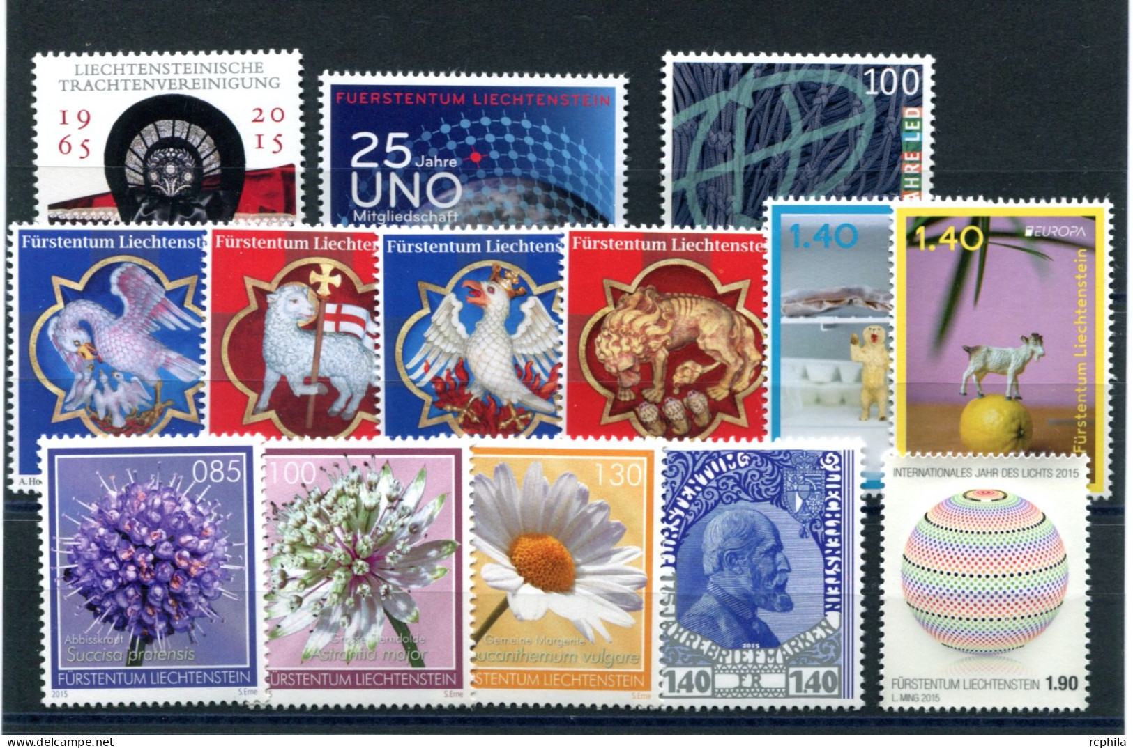 RC 27542 LIECHTENSTEIN 2015 LOT DE TIMBRES SF 19,30 VENDU EN DESSOUS DE LA FACIALE NEUFS ** MNH TB - Neufs